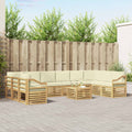 Outdoor-Sofagarnitur mit Kissen 11 pcs Weiß und Creme Polyester