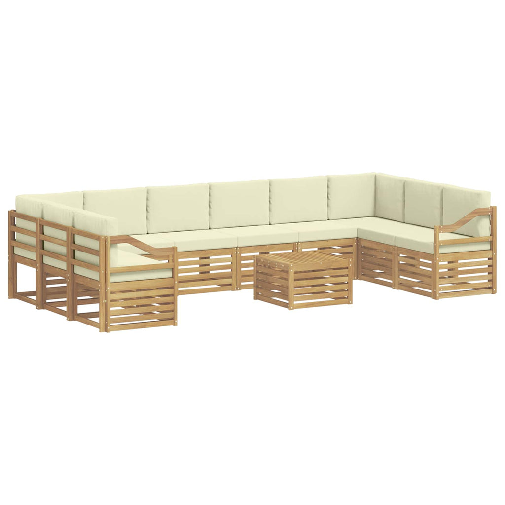 Outdoor-Sofagarnitur mit Kissen 11 pcs Weiß und Creme Polyester