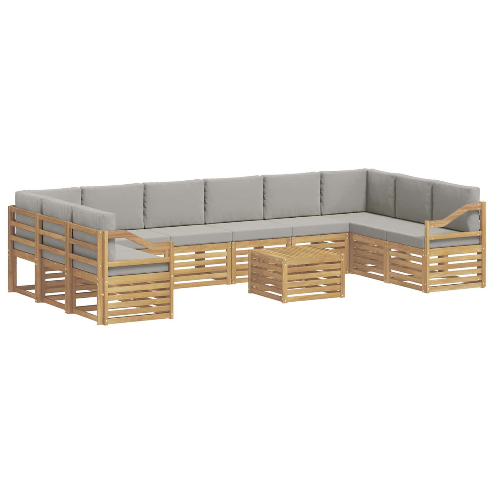 Outdoor-Sofagarnitur 11 pcs Weiß und Hellgrau 59 x 59 x 37 cm
