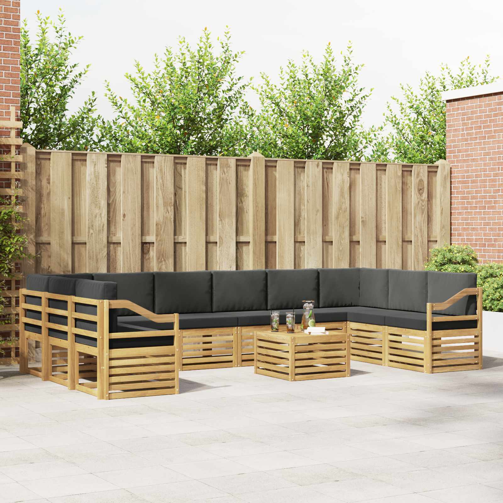Outdoor-Sofagarnitur 8 pcs Weiß und Anthrazit 59 x 59 x 37 cm