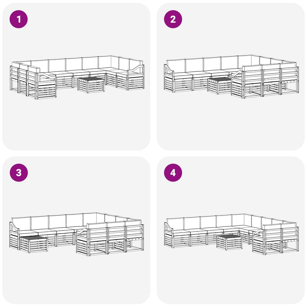 Outdoor-Sofagarnitur 8 pcs Weiß und Anthrazit 59 x 59 x 37 cm