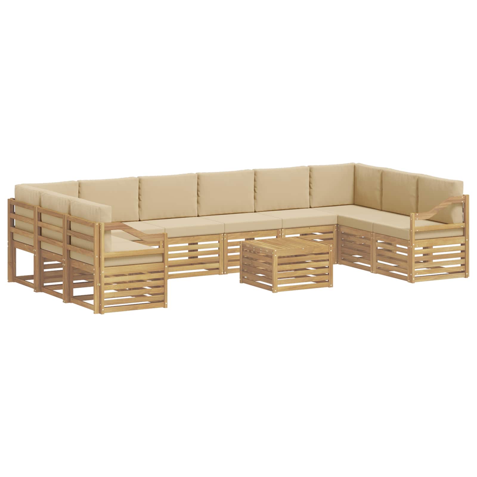 Outdoor-Sofagarnitur 11 pcs Weiß und Beige 59 x 59 x 37 cm