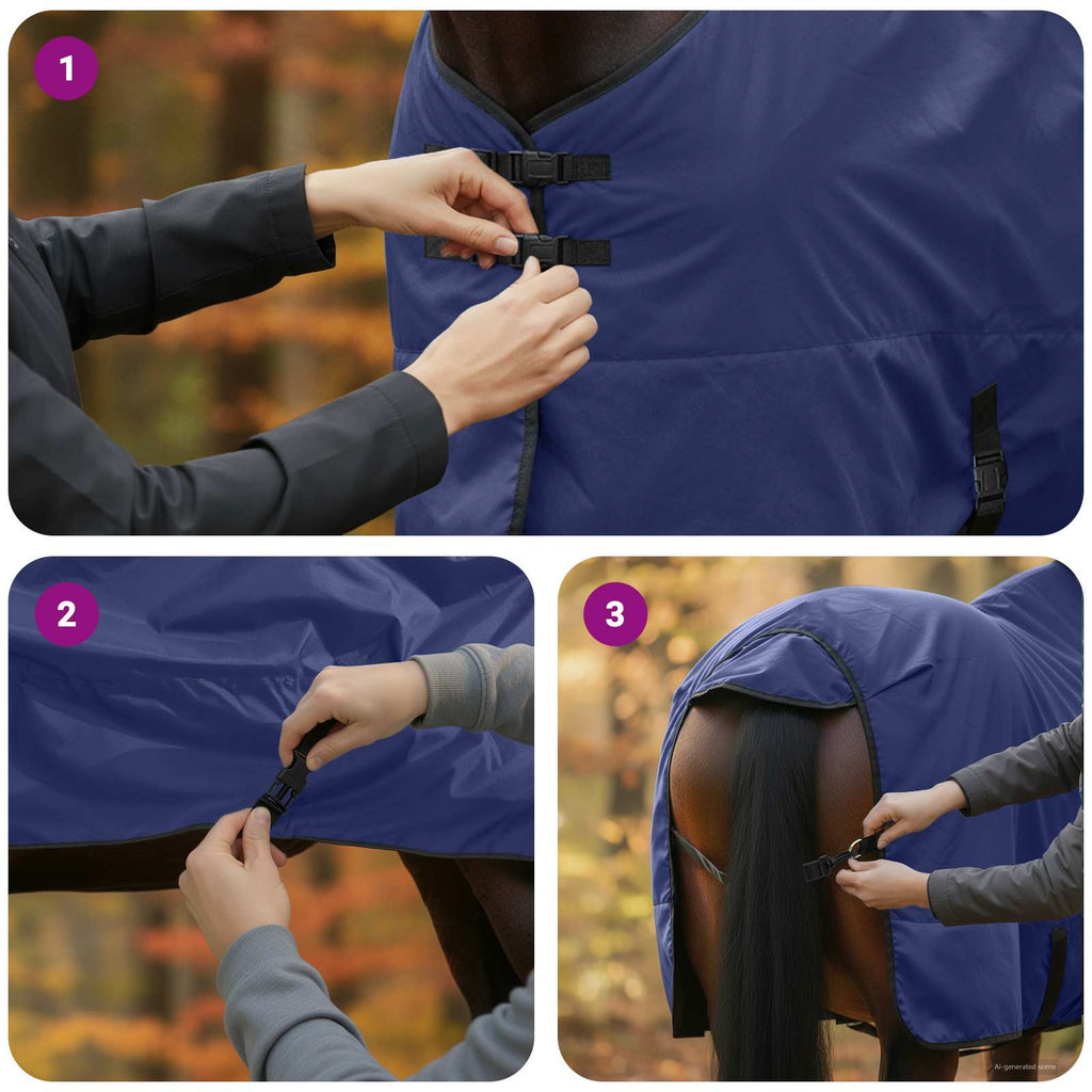 Pferdedecke Dunkelgrün und Schwarz 95 cm Polyester
