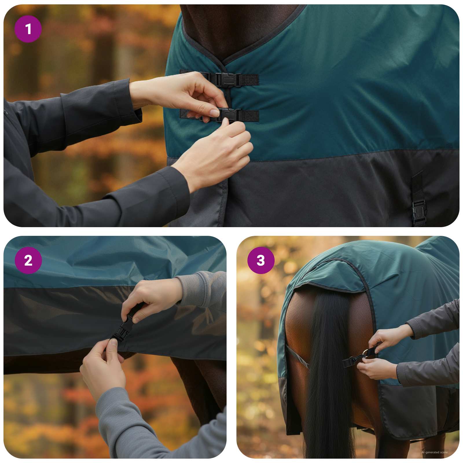 Pferdedecke Dunkelgrün und Schwarz 105 cm Polyester
