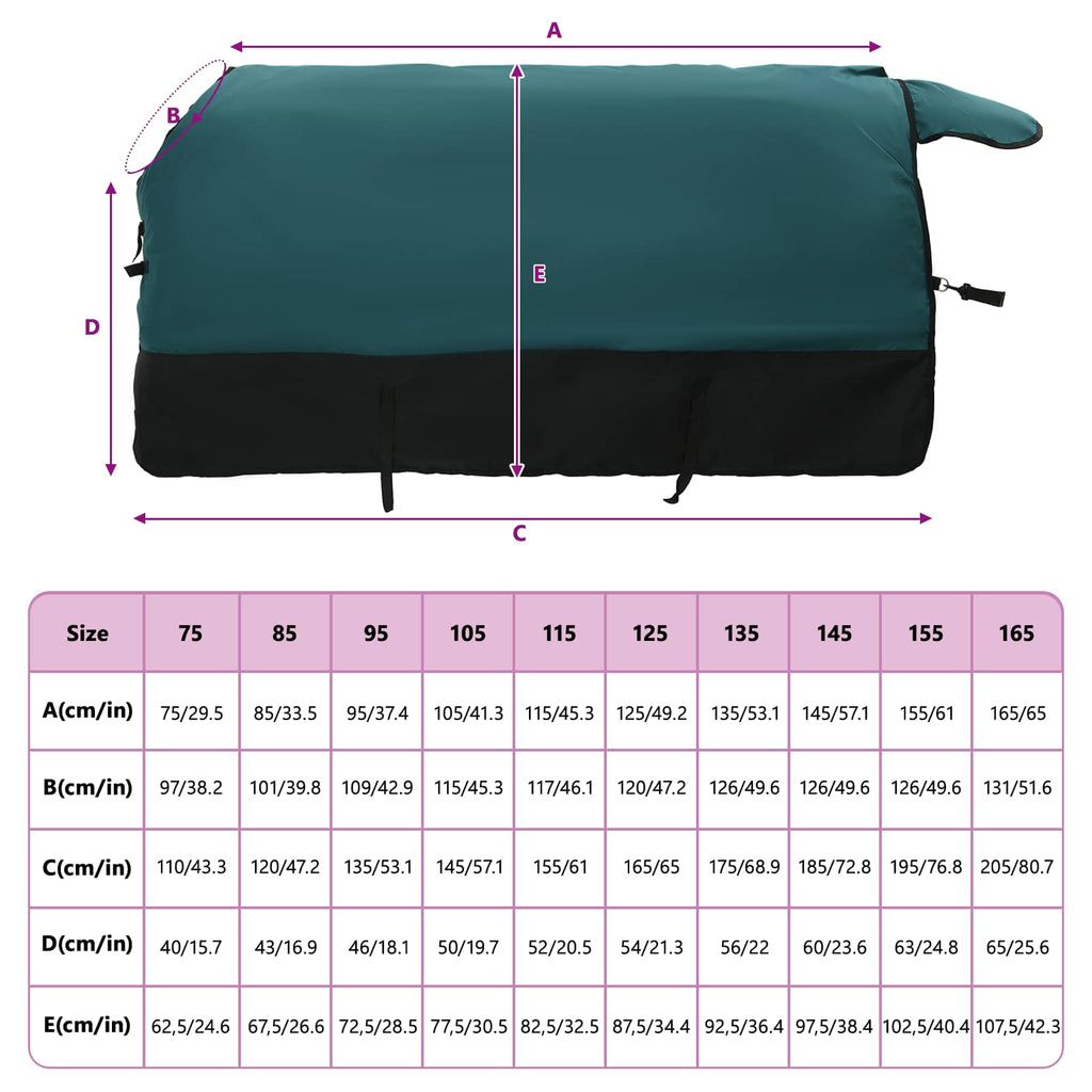 Pferdedecke Dunkelgrün und Schwarz 125 cm Polyester