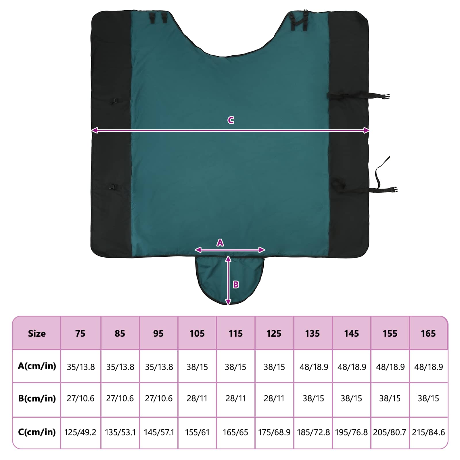 Pferdedecke Dunkelgrün und Schwarz 155 cm Polyester