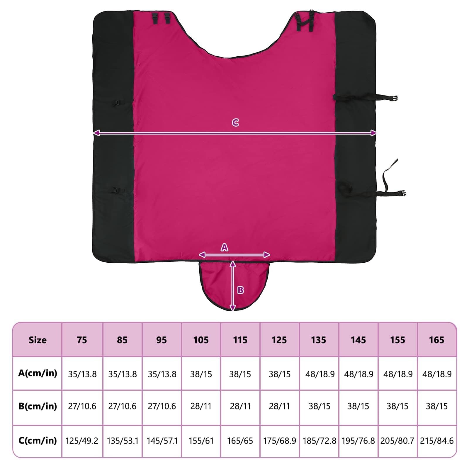 Pferdedecke Rosa und Schwarz 95 cm Polyester