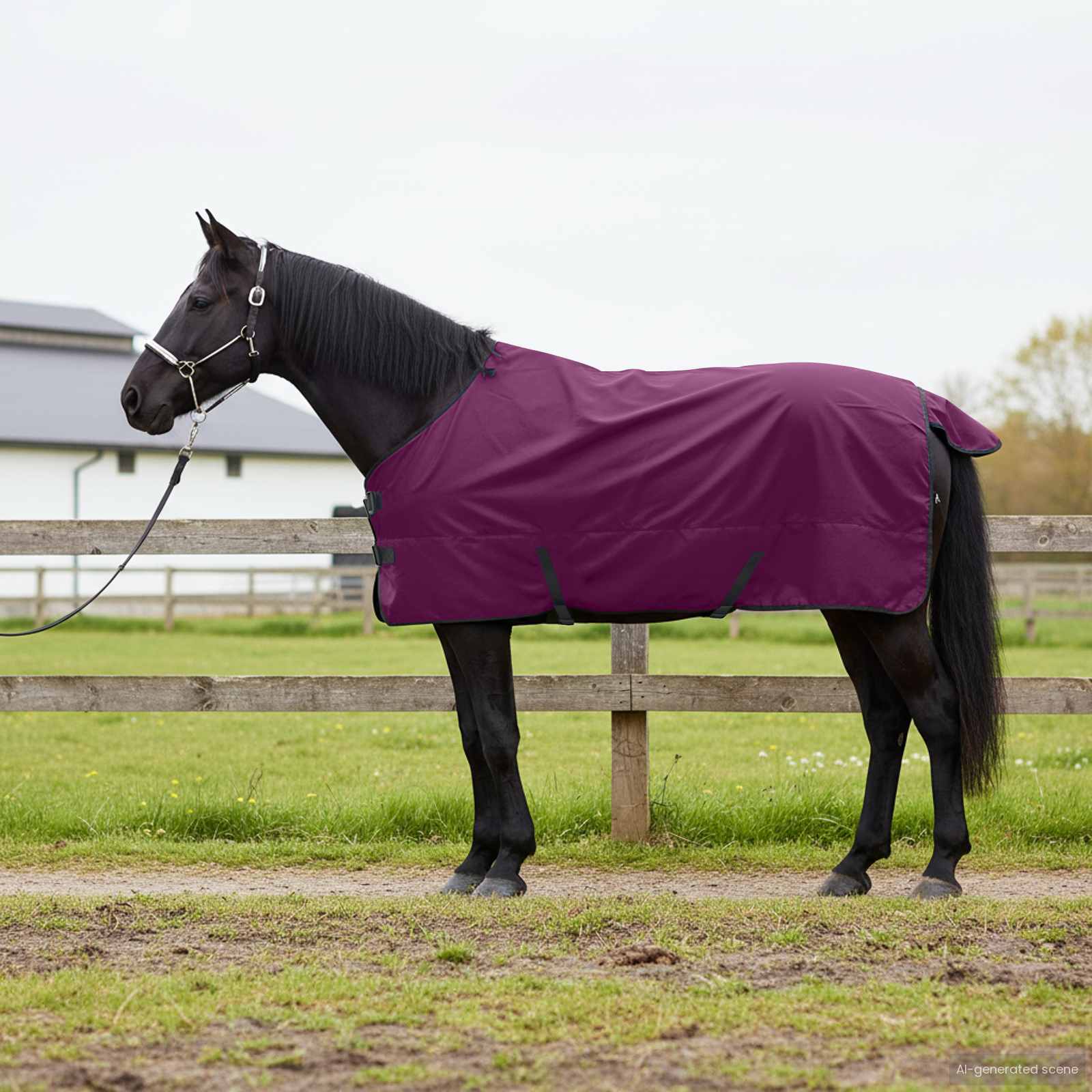 Pferdedecke Dunkelgrün und Schwarz 155 cm Polyester