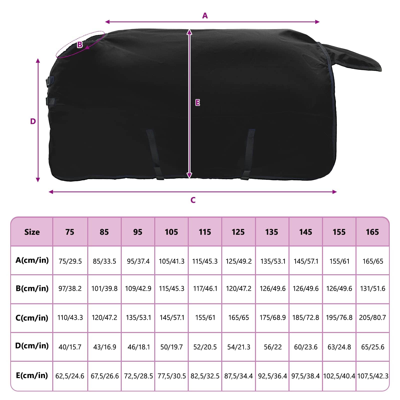 Pferdedecke Dunkelgrün und Schwarz 155 cm Polyester