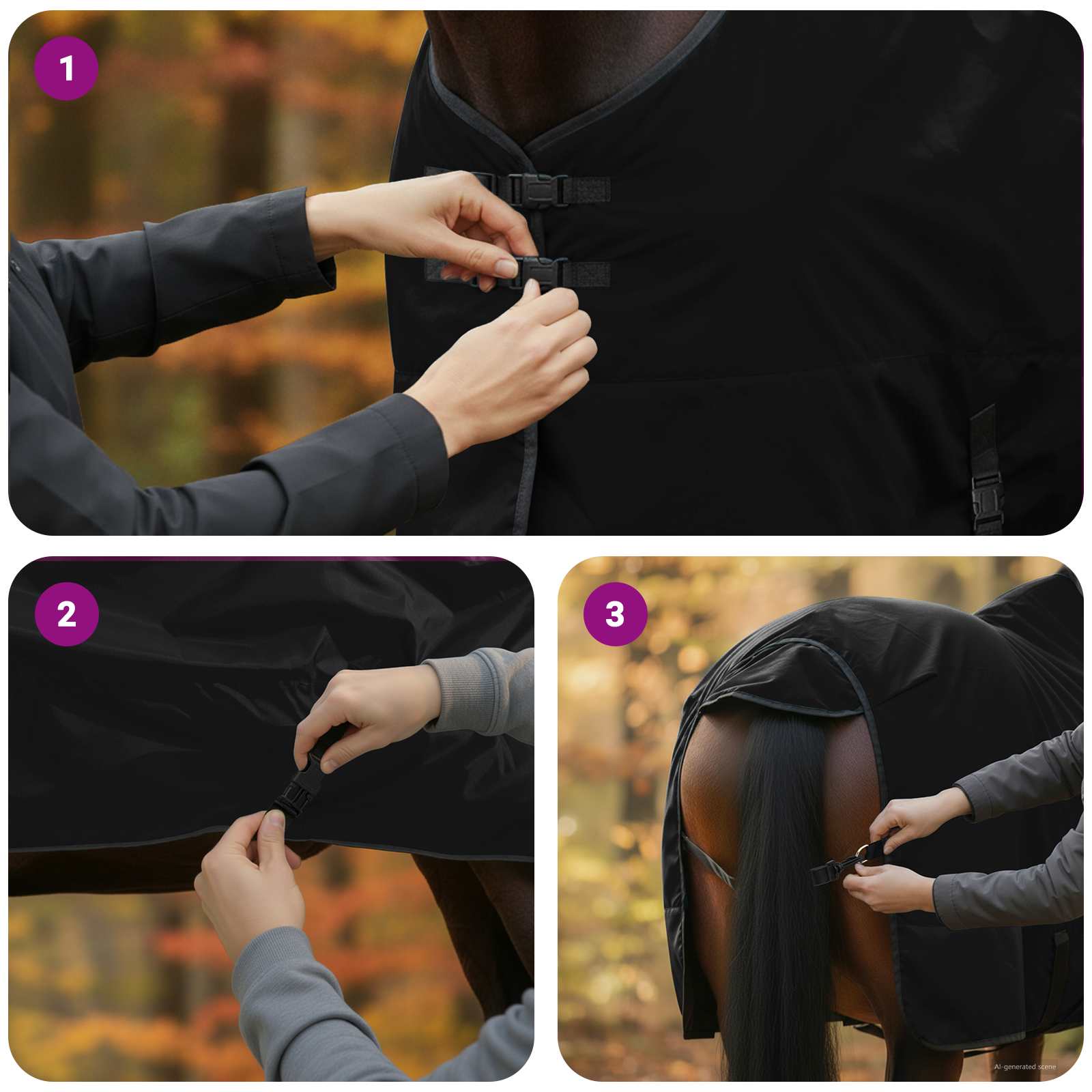Pferdedecke Dunkelgrün und Schwarz 165 cm Polyester