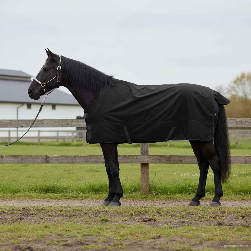 Pferdedecke Dunkelgrün und Schwarz 165 cm Polyester