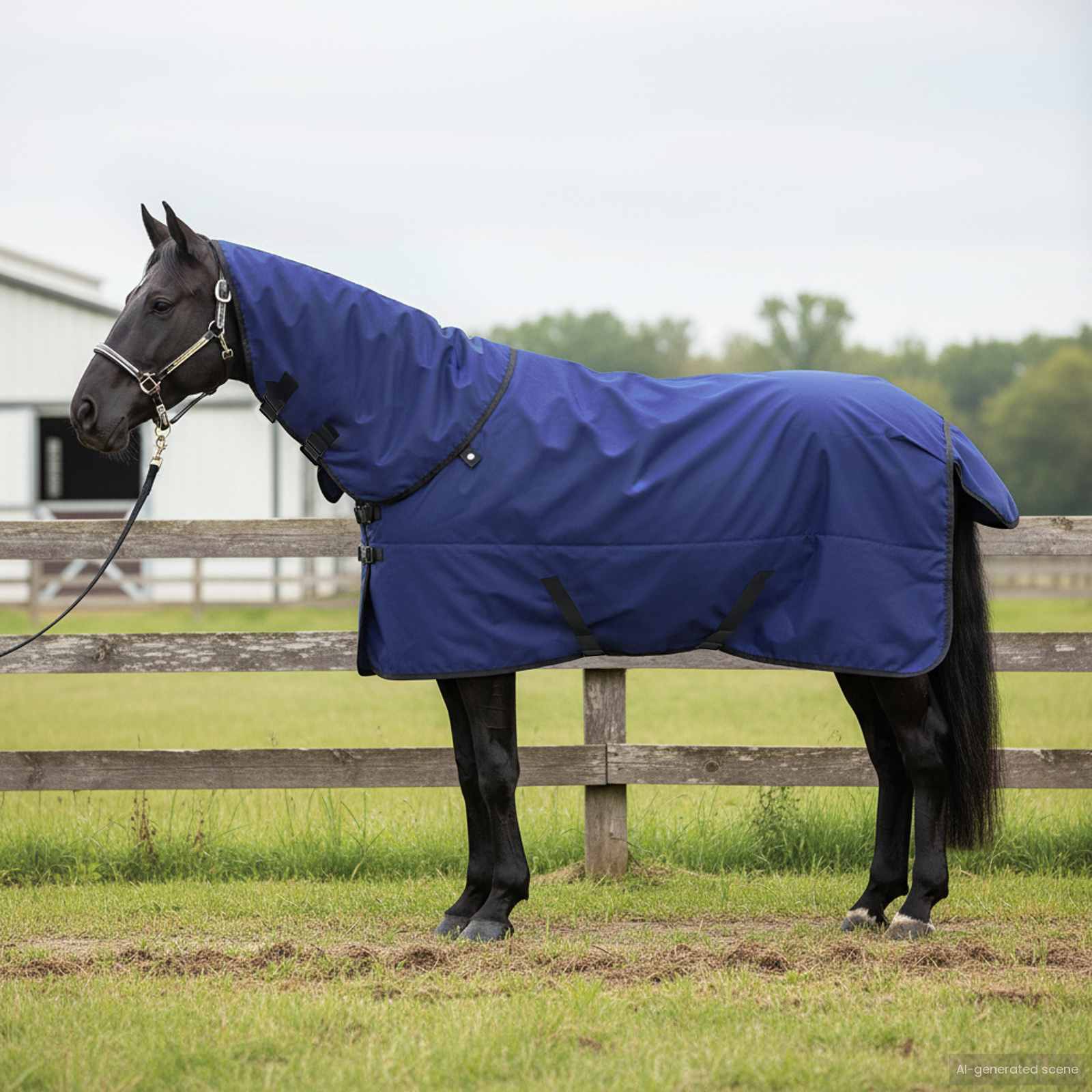 Pferdedecke Dunkelgrün und Schwarz 75 cm Polyester
