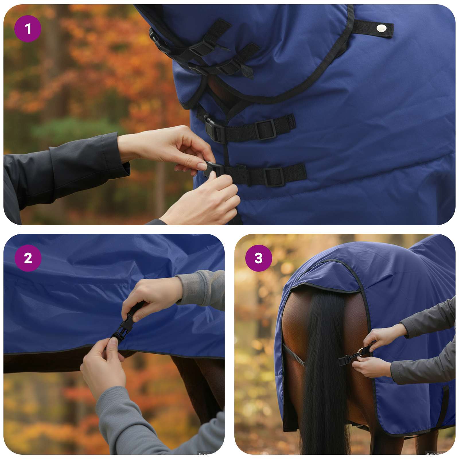Pferdedecke Dunkelgrün und Schwarz 95 cm Polyester
