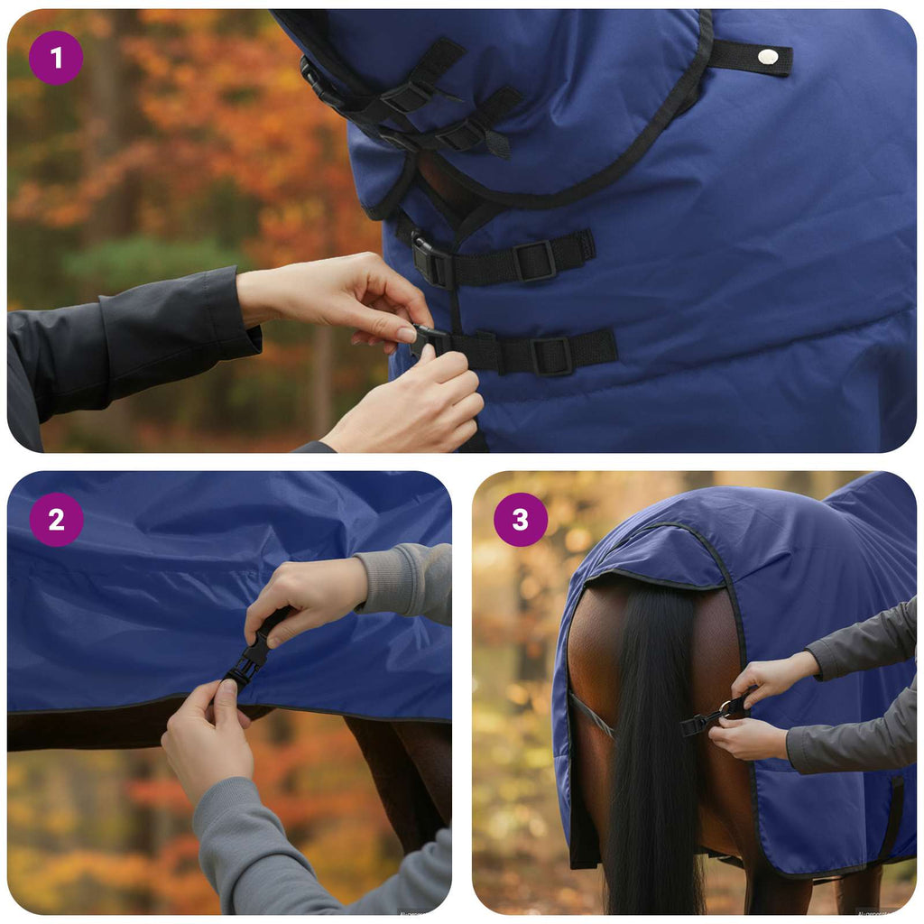 Pferdedecke Dunkelgrün und Schwarz 135 cm Polyester
