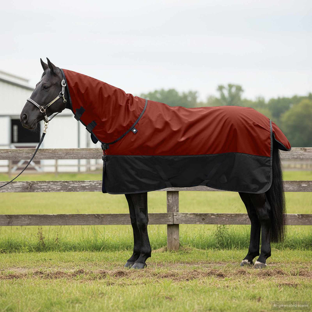 Pferdedecke Dunkelgrün und Schwarz 85 cm Polyester