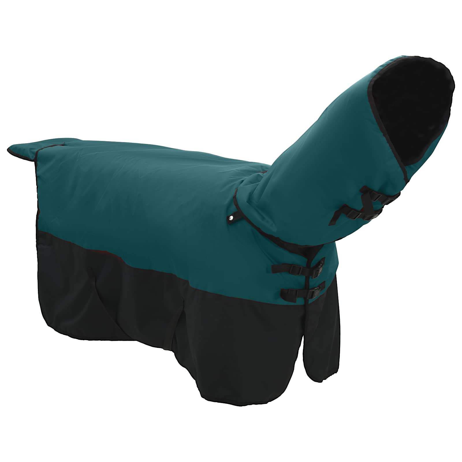 Pferdedecke Dunkelgrün und Schwarz 145 cm Polyester
