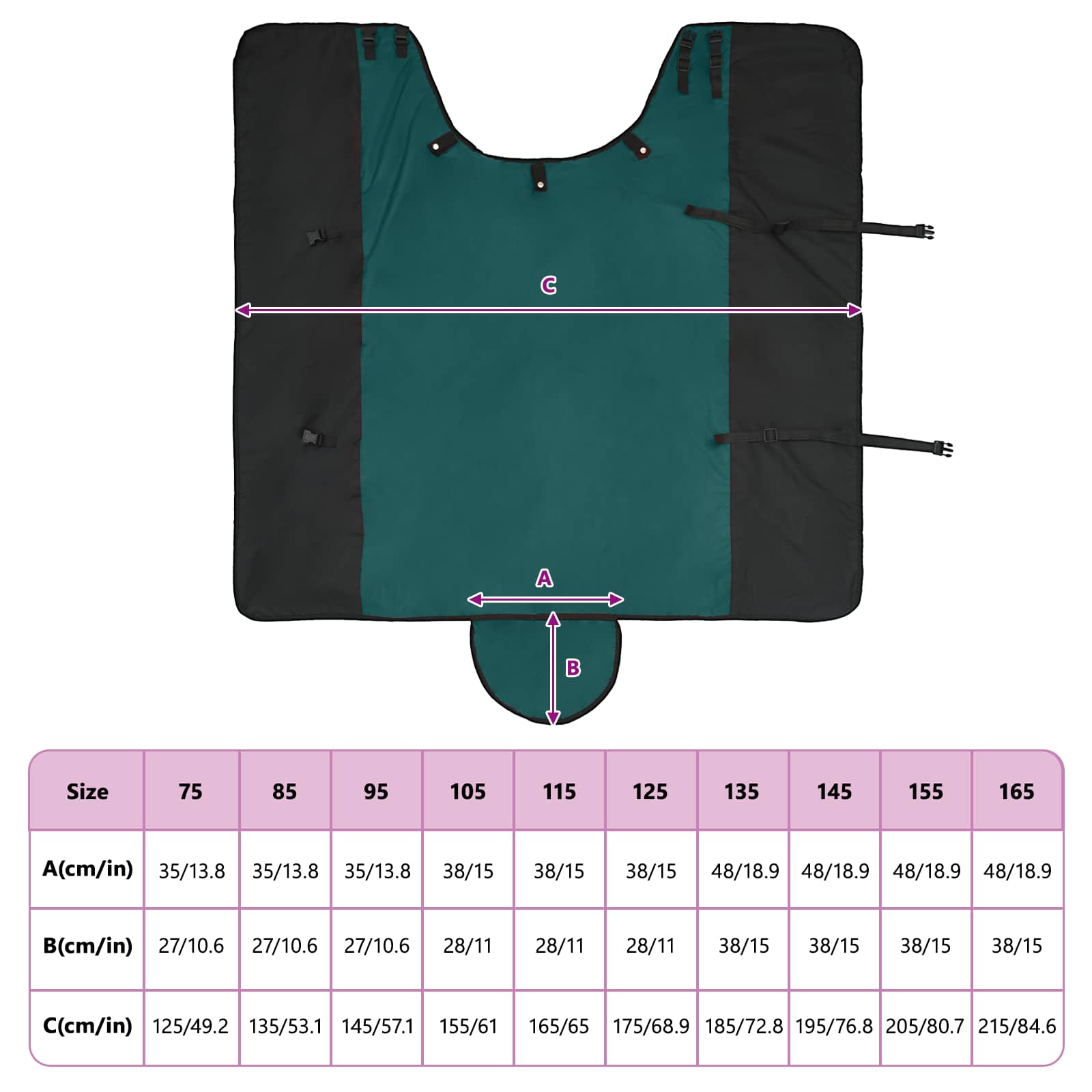 Pferdedecke Dunkelgrün und Schwarz 145 cm Polyester