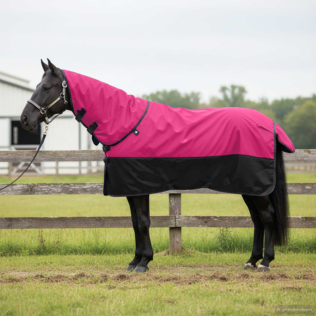 Pferdedecke Rosa und Schwarz 115 cm Polyester