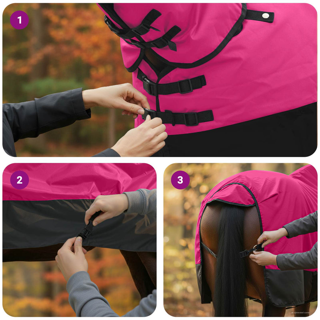Pferdedecke Rosa und Schwarz 155 cm Polyester