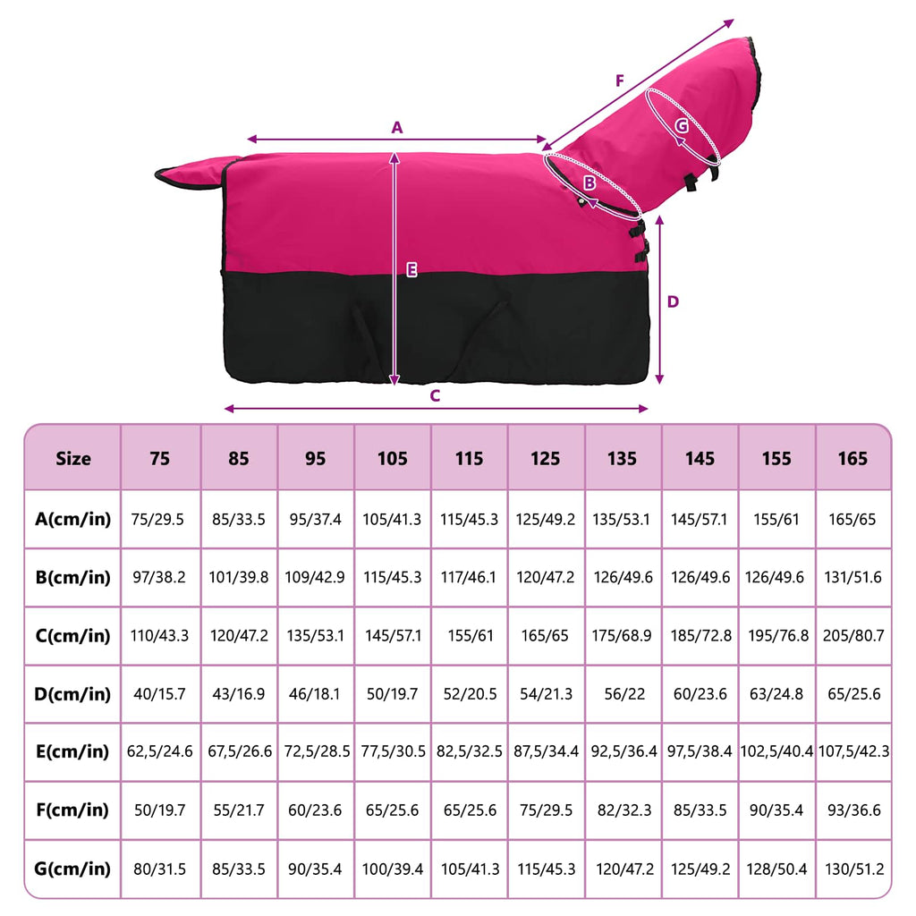 Pferdedecke Rosa und Schwarz 155 cm Polyester
