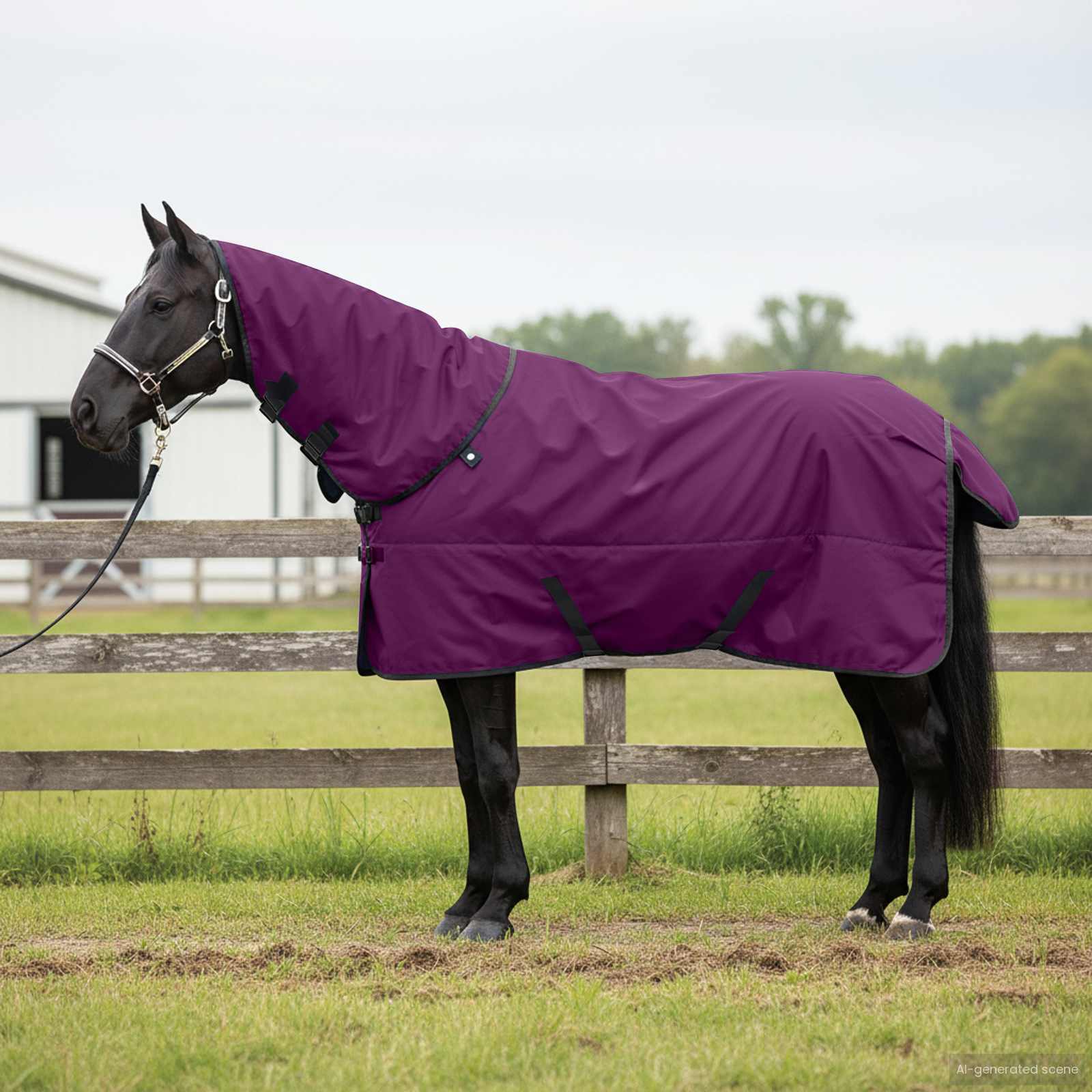 Pferdedecke Dunkelgrün und Schwarz 105 cm Polyester