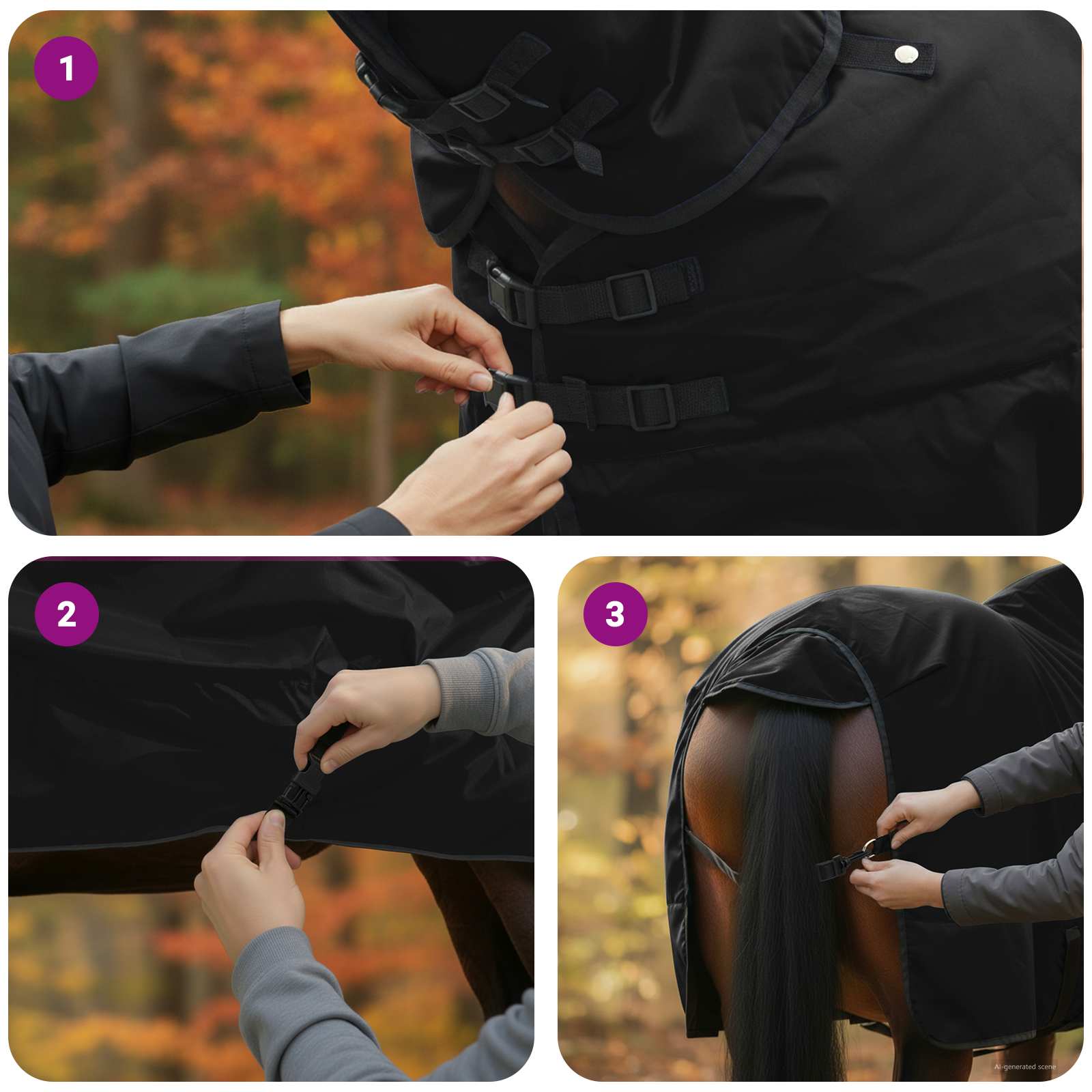 Pferdedecke Dunkelgrün und Schwarz 145 cm Polyester
