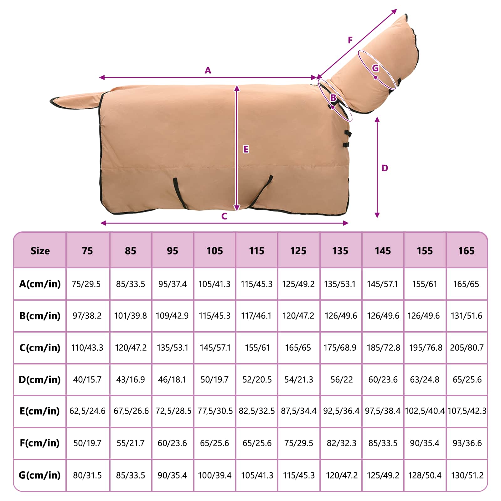 Pferdedecke Cappuccino 165 cm Polyester