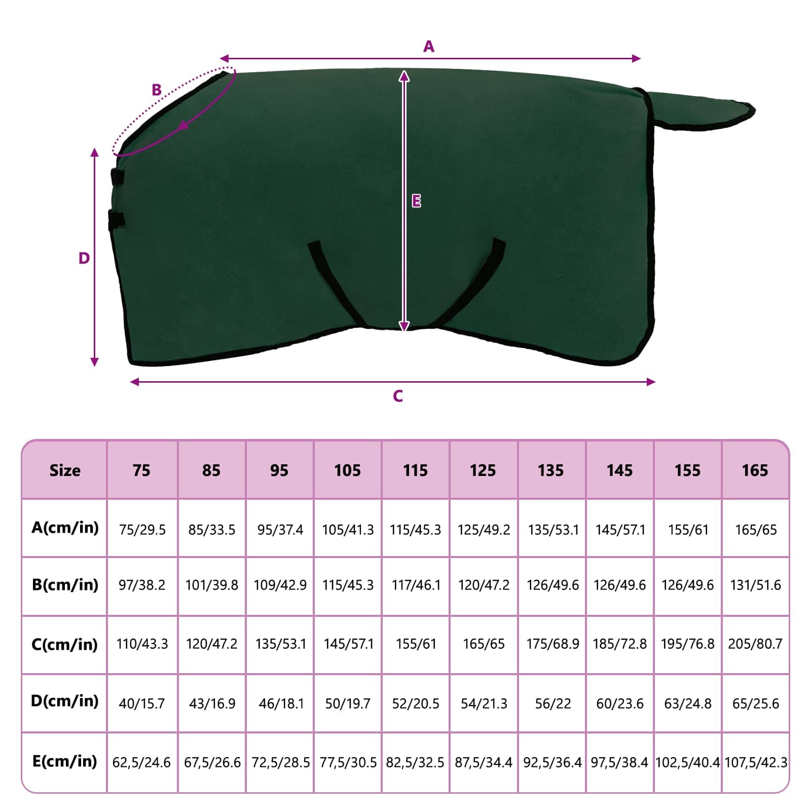 Pferdedecke Dunkelgrün 105 cm Polyester