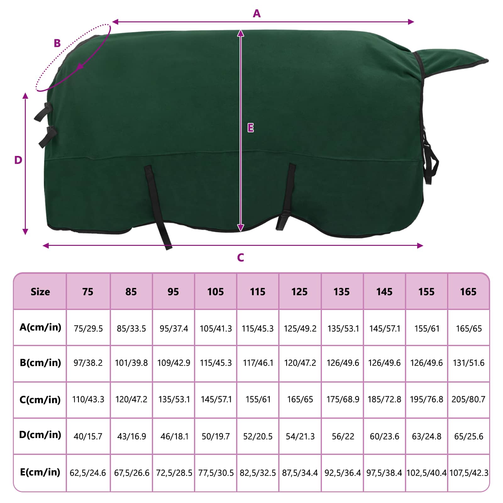 Pferdedecke Dunkelgrün 165 cm Polyester
