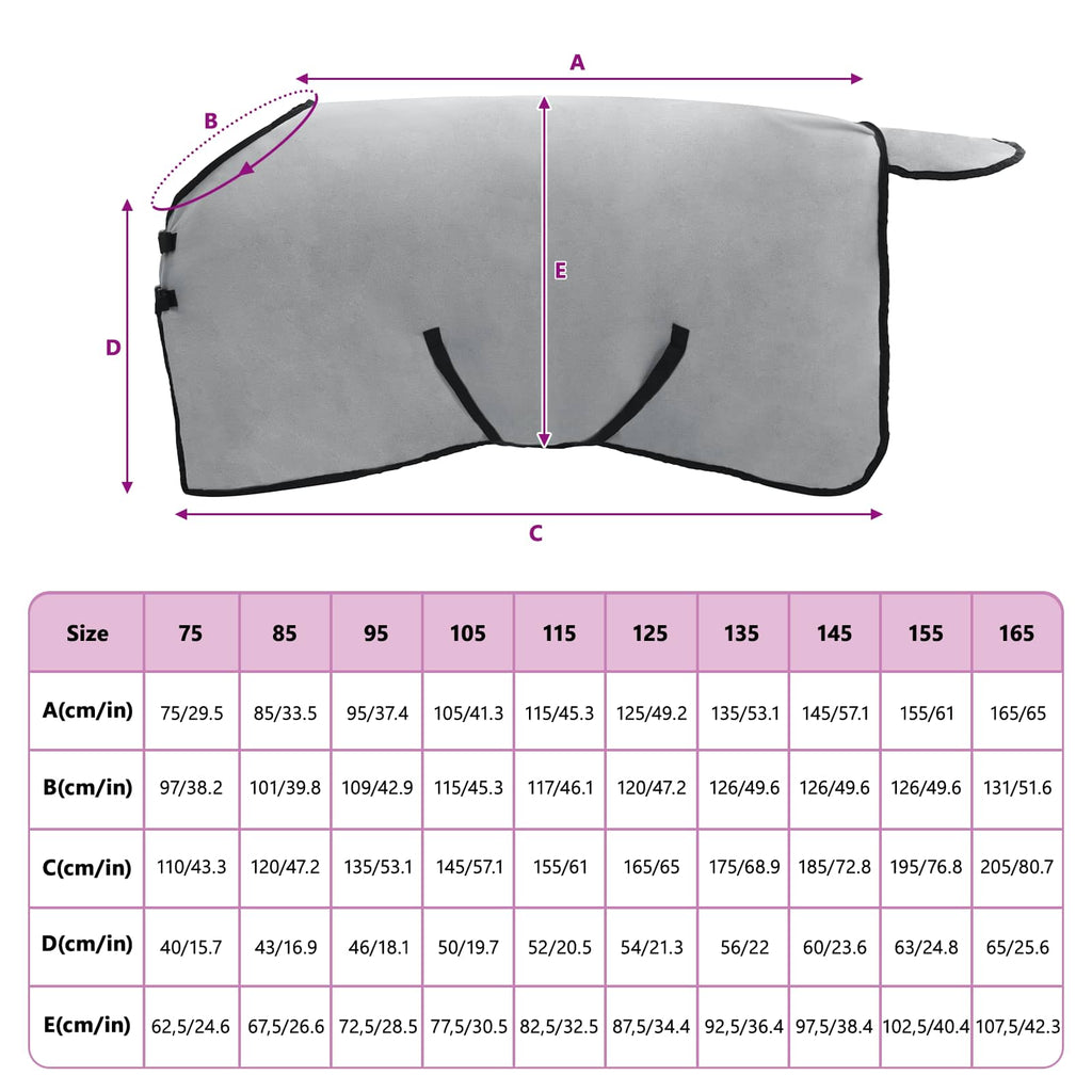 Pferdedecke Hellgrau und Rosa 115 cm Polyester