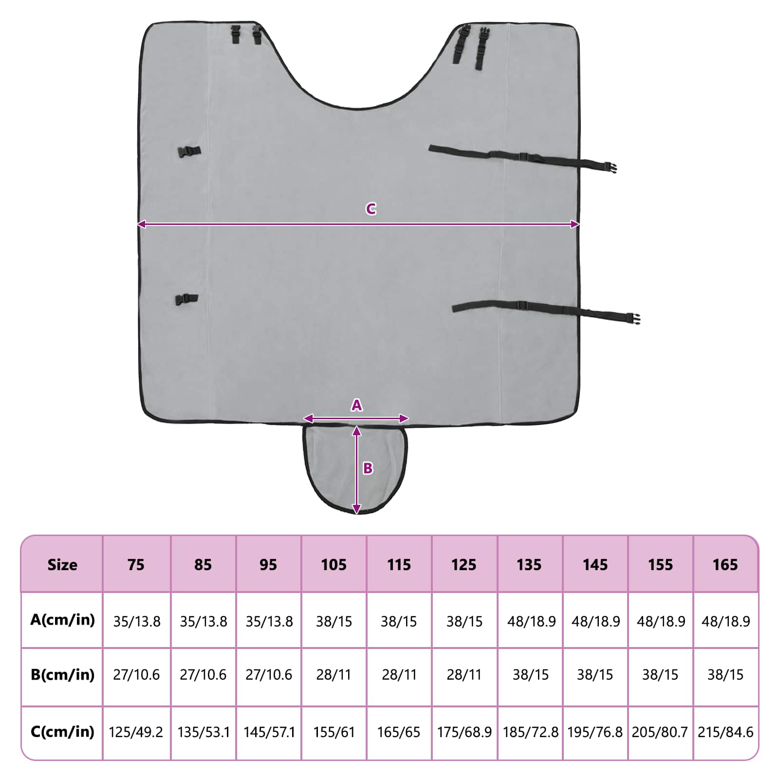 Pferdedecke Hellgrau und Rosa 125 cm Polyester