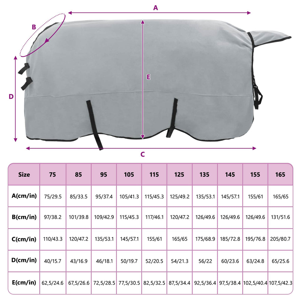 Pferdedecke Hellgrau und Rosa 145 cm Polyester