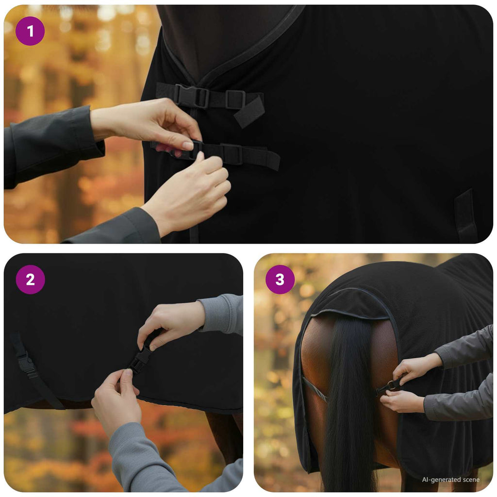 Pferdedecke Schwarz 85 cm Polyester
