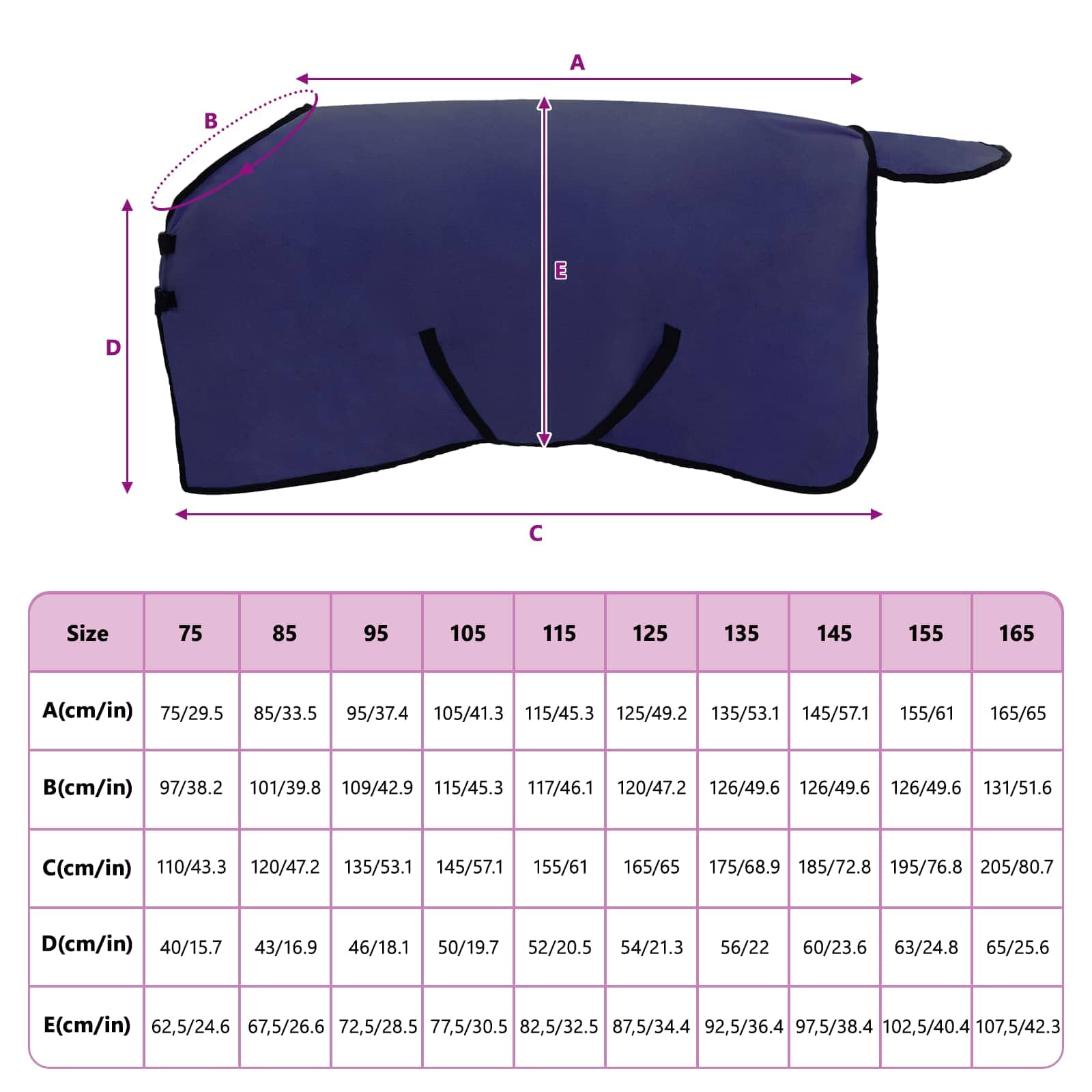 Pferdedecke Marineblau 85 cm Polyester