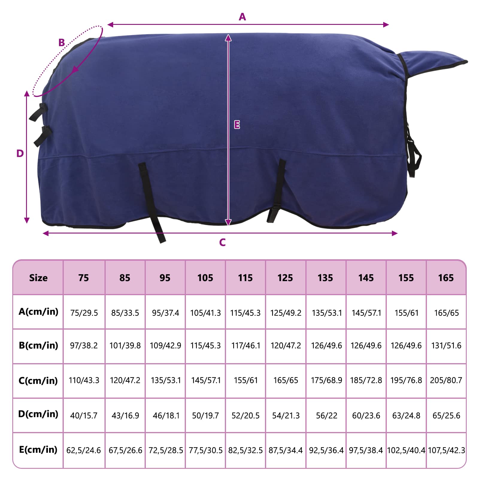 Pferdedecke Marineblau 145 cm Polyester
