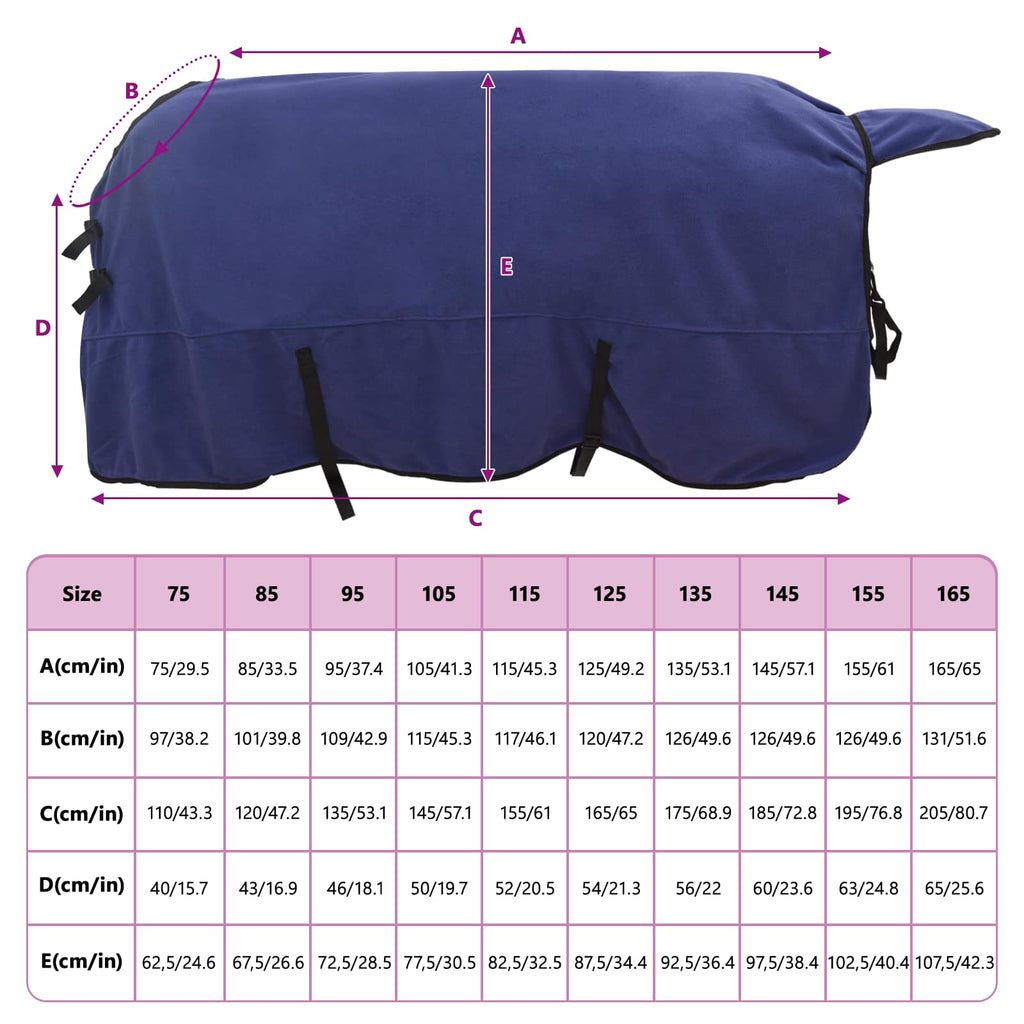 Pferdedecke Marineblau 165 cm Polyester