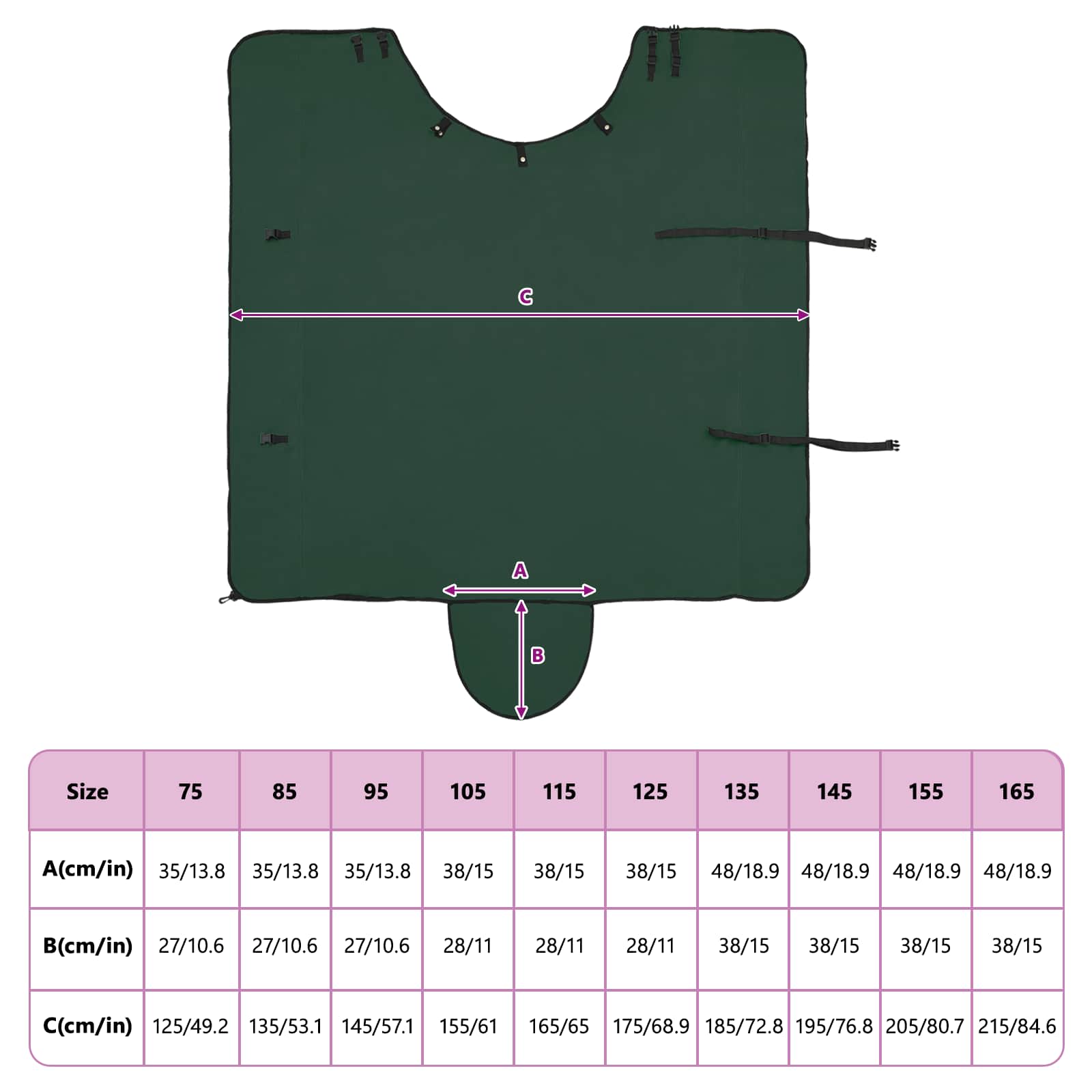Pferdedecke Dunkelgrün 155 cm Polyester