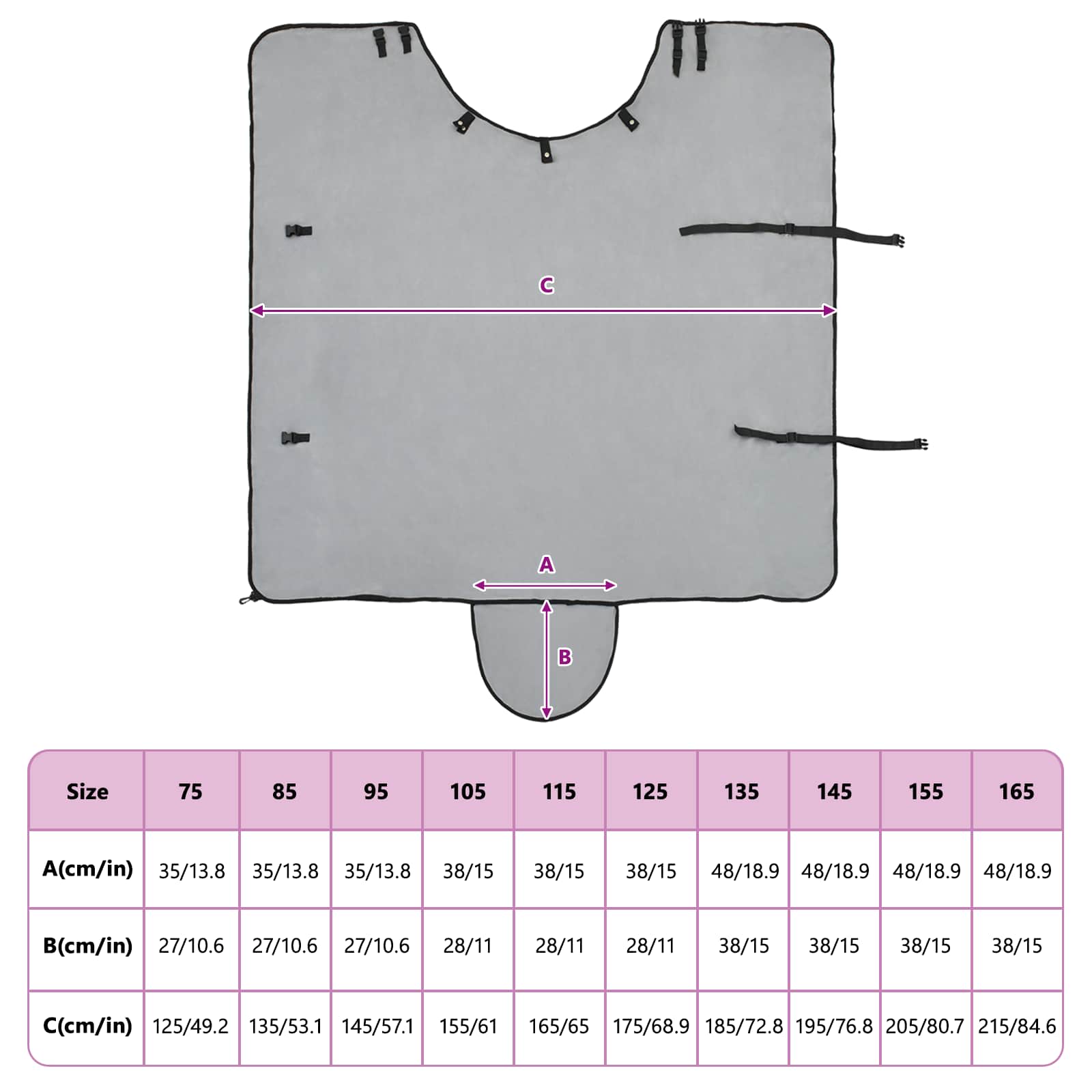 Pferdedecke Hellgrau und Rosa 75 cm Polyester