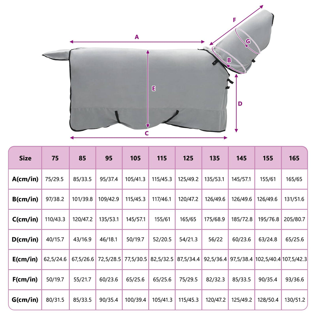 Pferdedecke Hellgrau und Rosa 135 cm Polyester