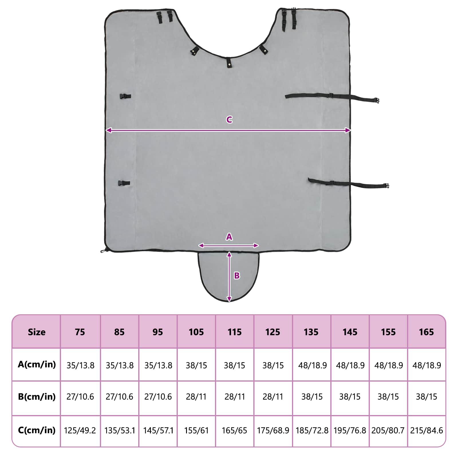 Pferdedecke Hellgrau und Rosa 135 cm Polyester
