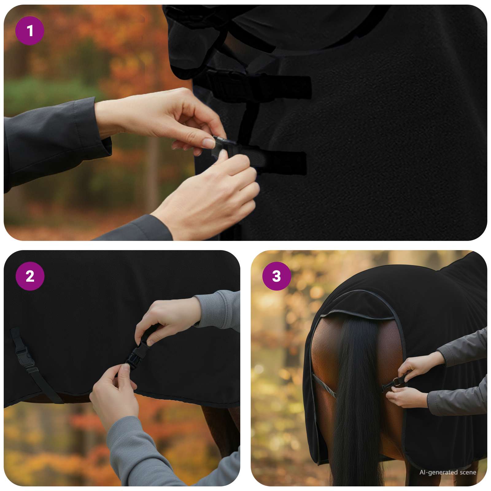 Pferdedecke Schwarz 75 cm Polyester