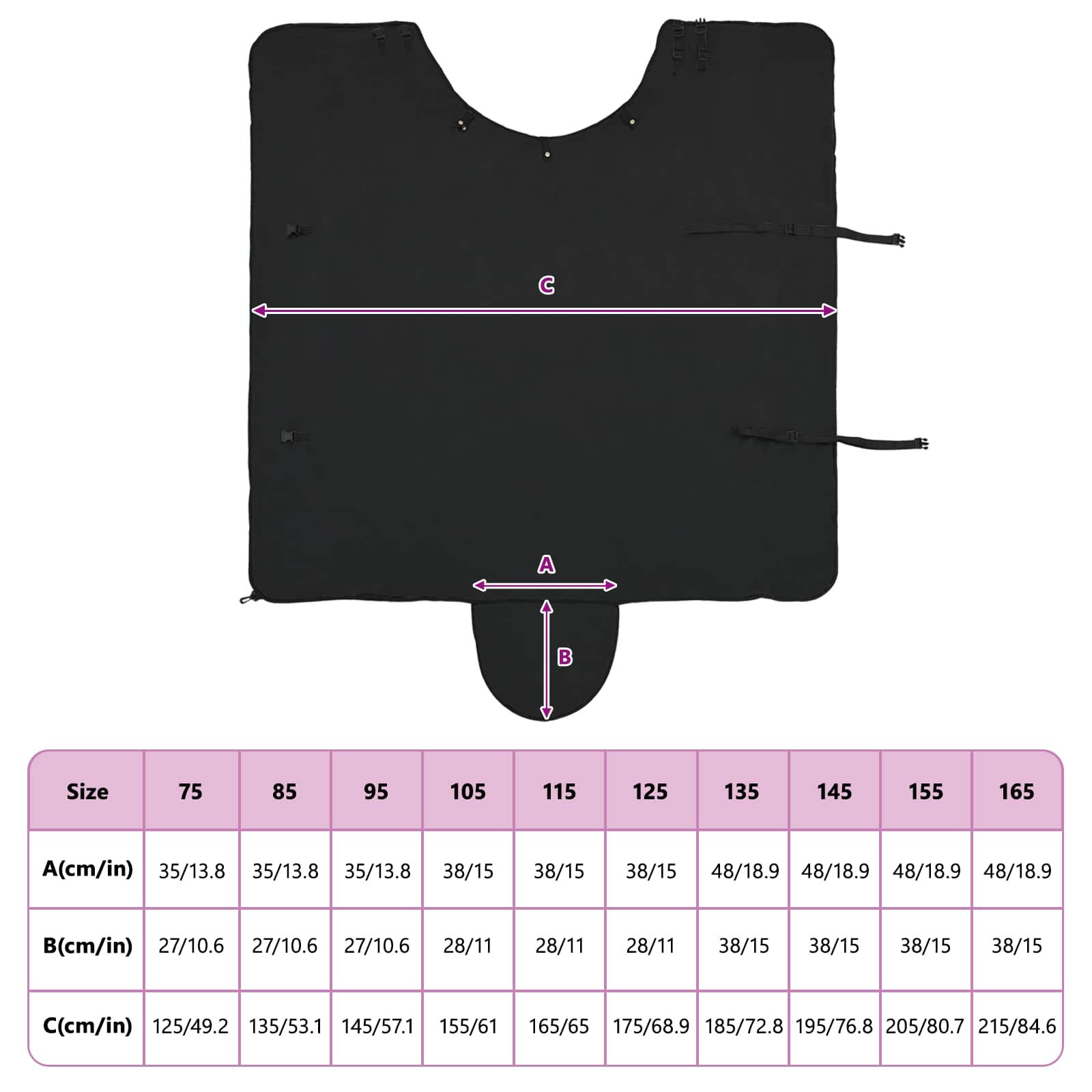 Pferdedecke Schwarz 75 cm Polyester