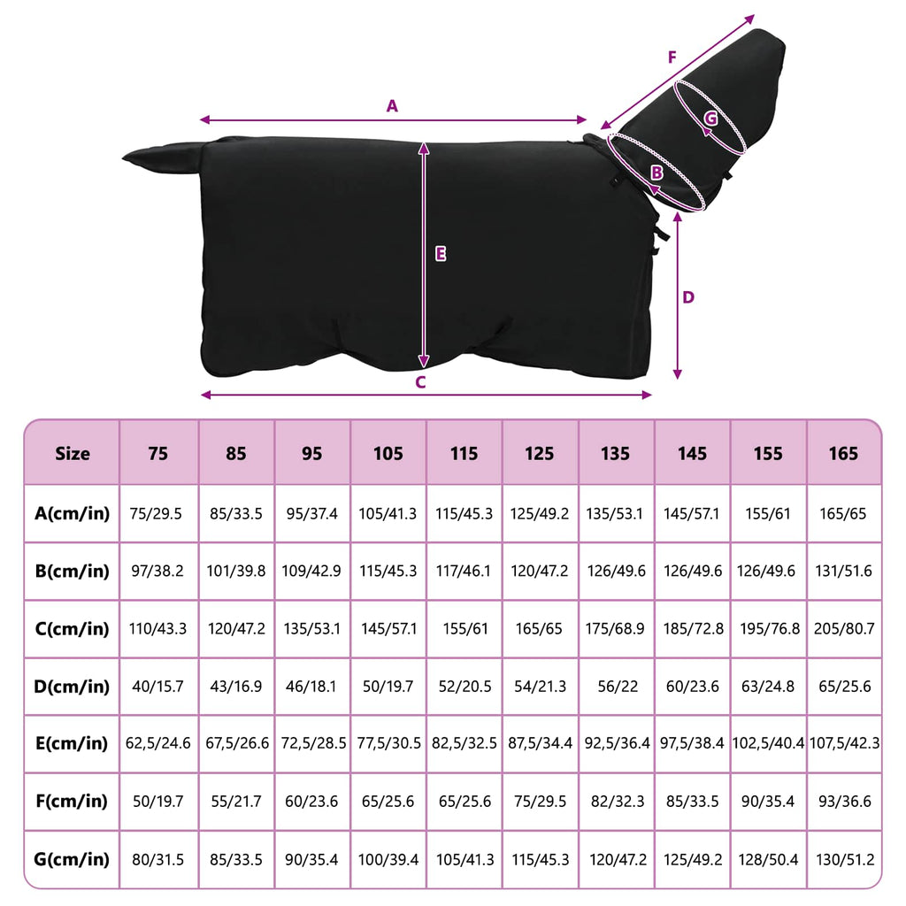 Pferdedecke Schwarz 85 cm Polyester