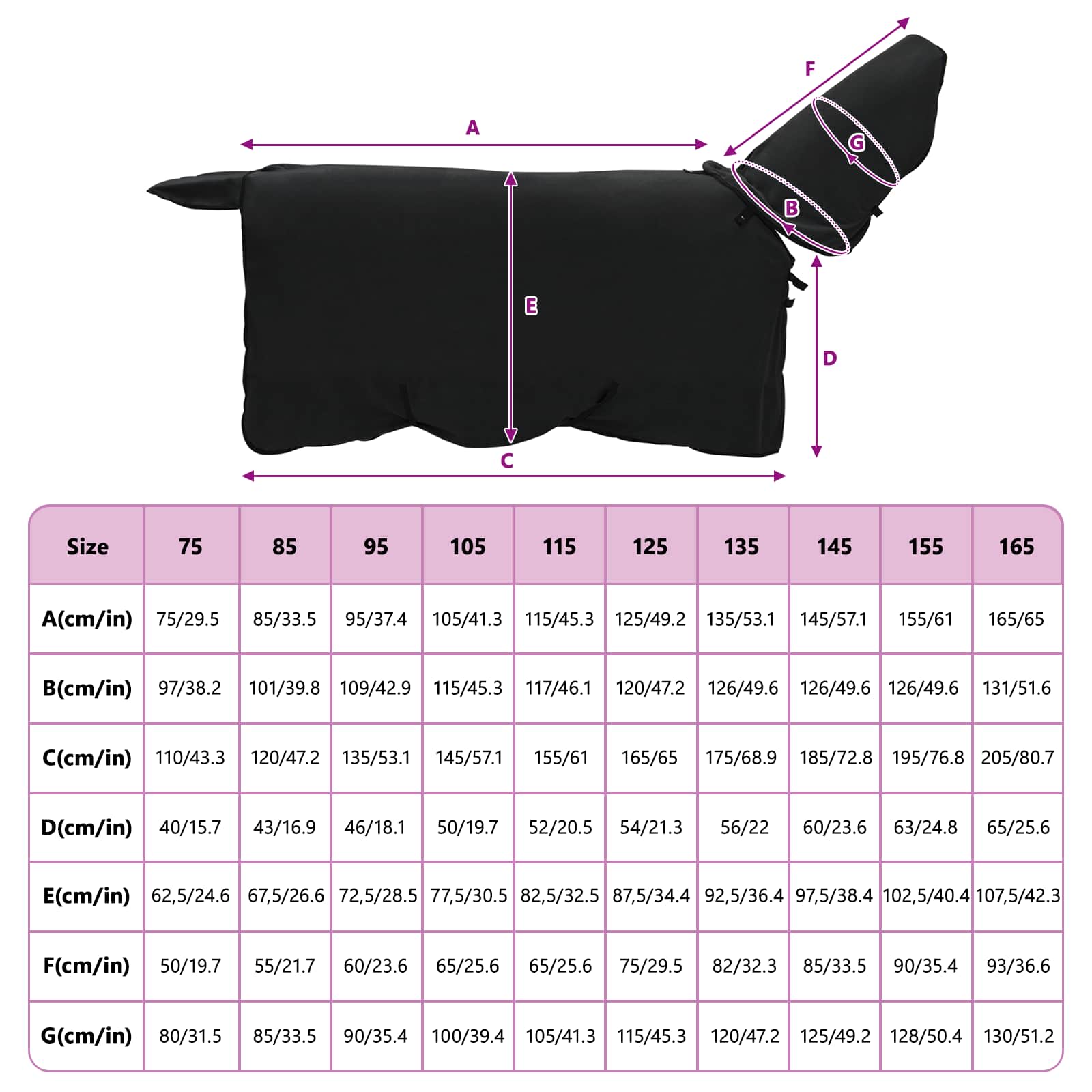 Pferdedecke Schwarz 105 cm Polyester