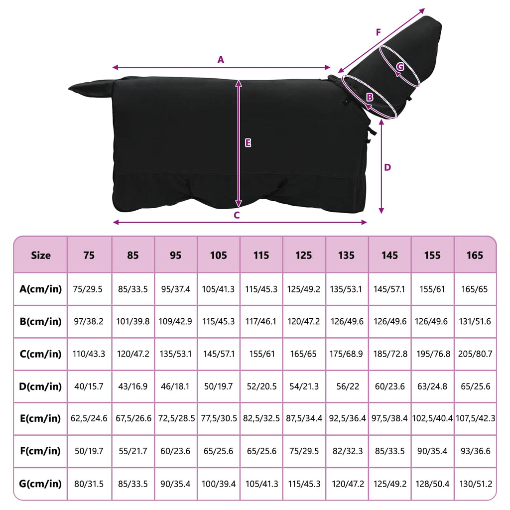 Pferdedecke Schwarz 125 cm Polyester