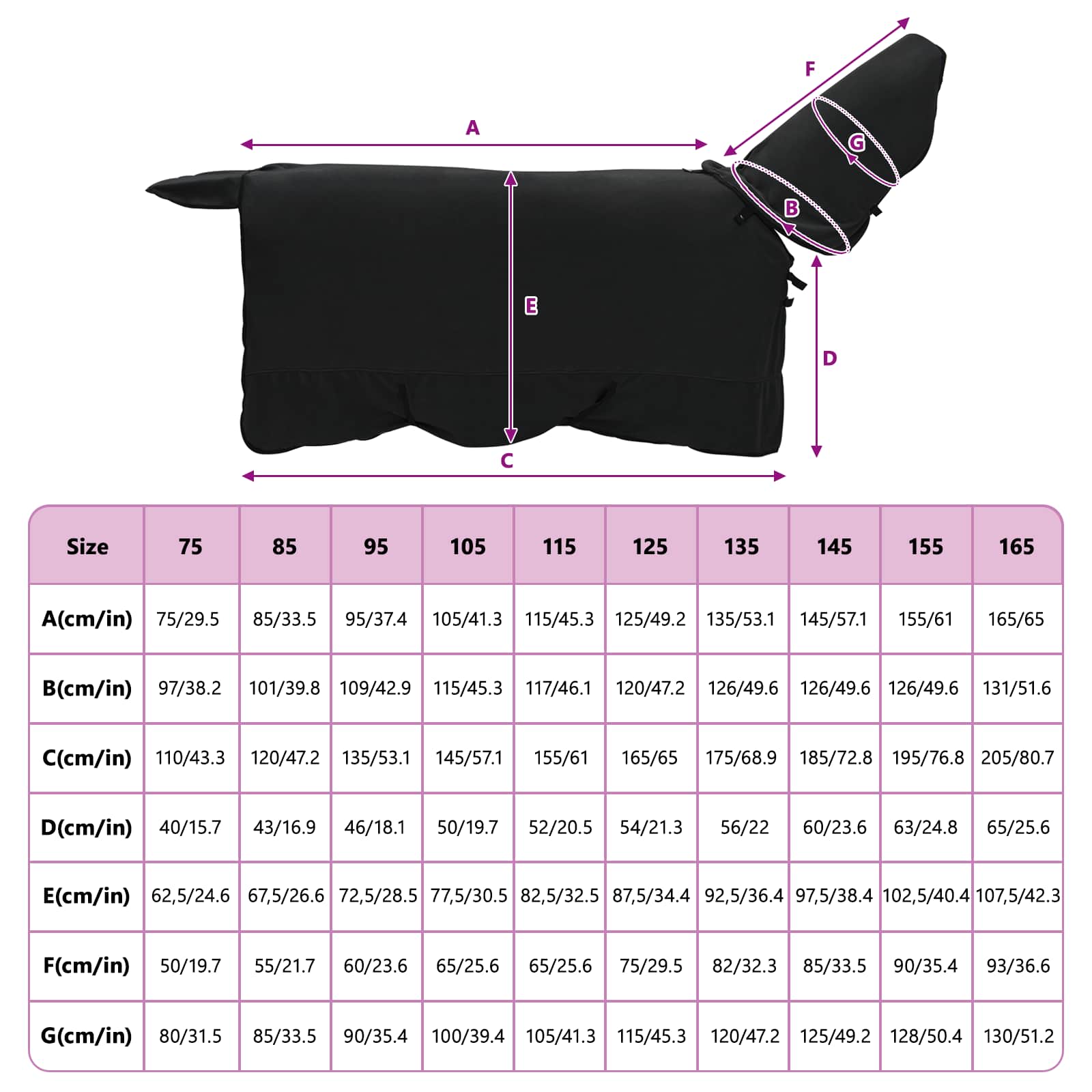 Pferdedecke Schwarz 135 cm Polyester