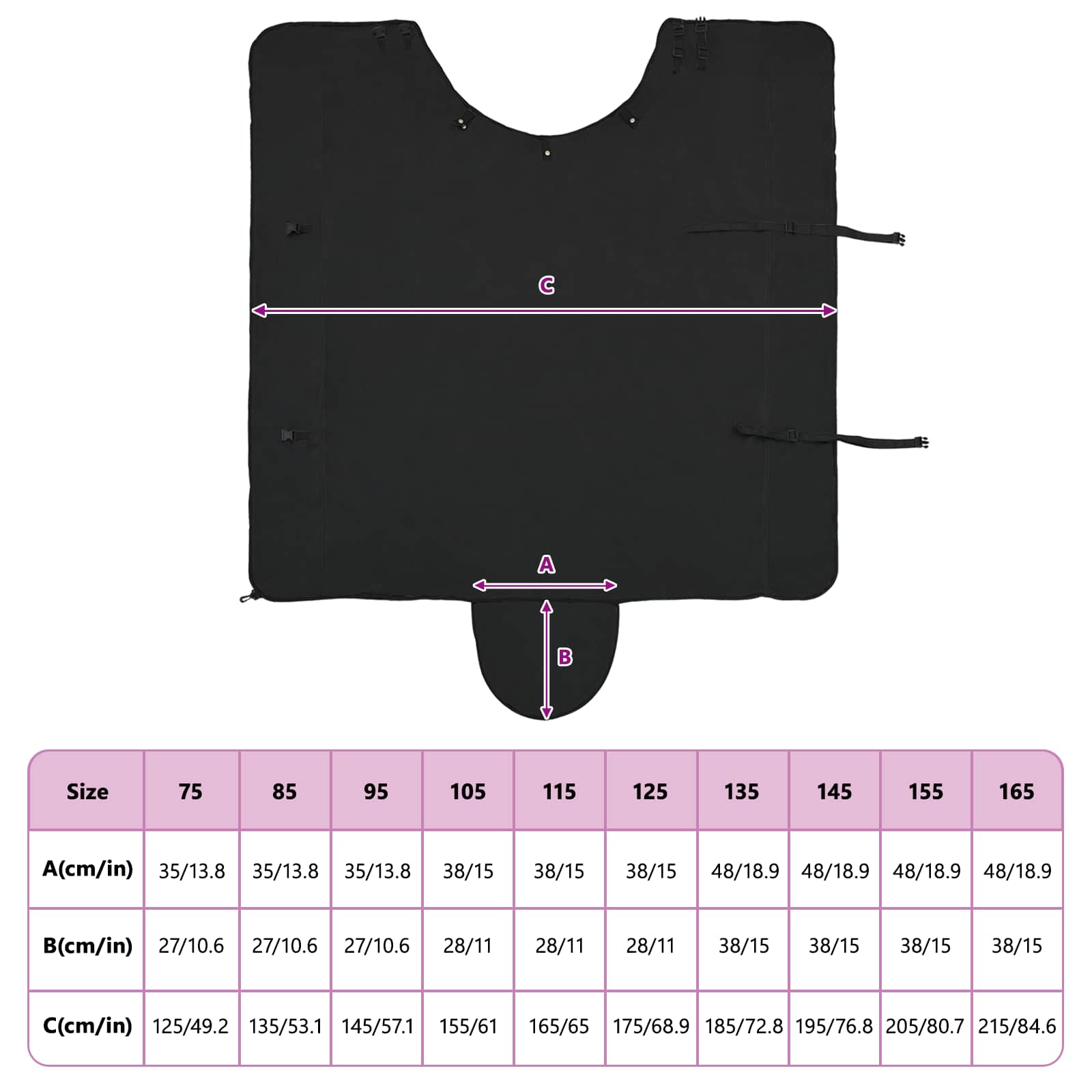 Pferdedecke Schwarz 135 cm Polyester