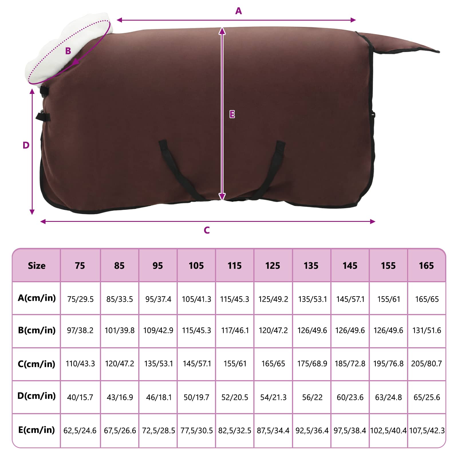 Pferdedecke Volles Dunkelbraun 85 cm Polarfleece