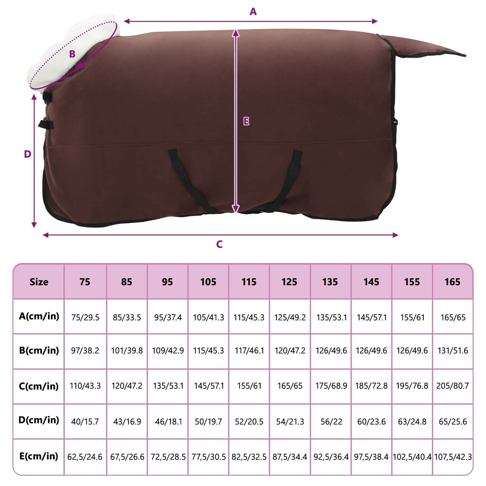 Pferdedecke Volles Dunkelbraun 155 cm Polarfleece