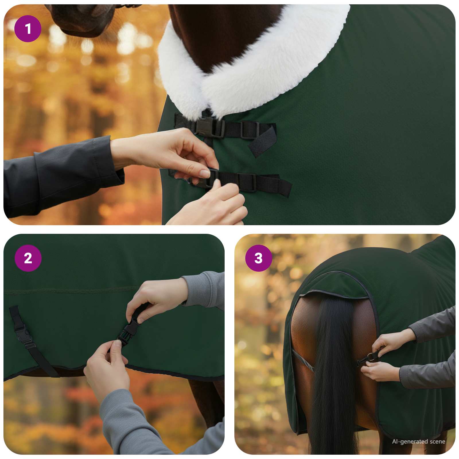 Pferdedecke Dunkelgrün 165 cm Polarfleece
